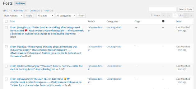 Posts are saved as drafts