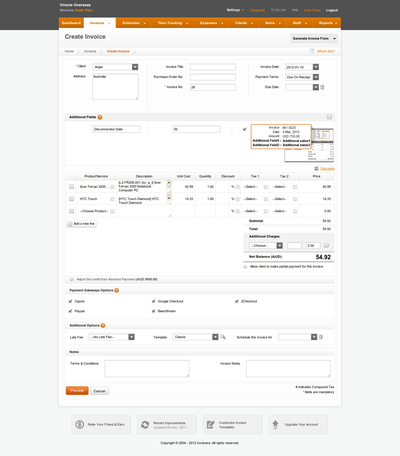online invoicing services