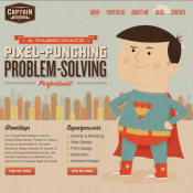 "Graphic design superhero" Brad James of Captain Creative has a handle on his brand thanks to this customized theme.