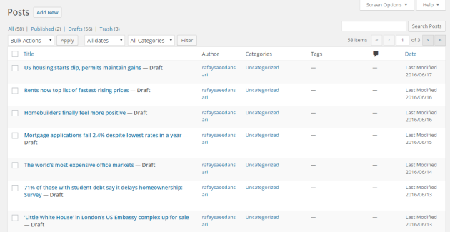 Feed items as individual posts.