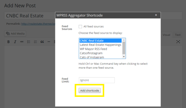 Generate shortcode.