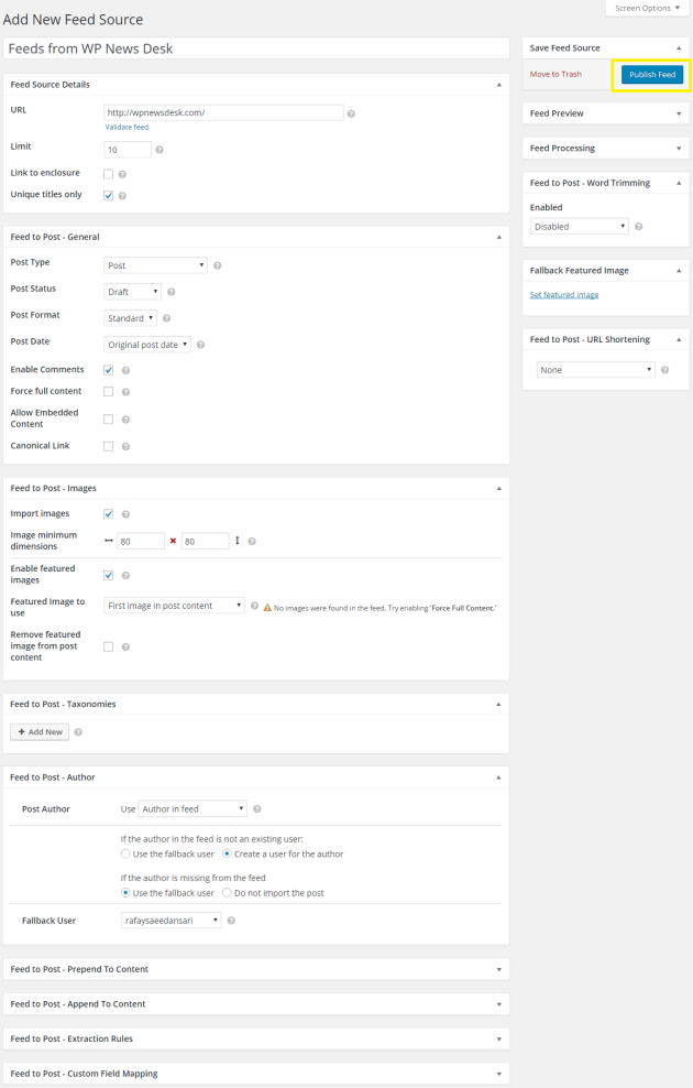 Add a new feed source to import content from.