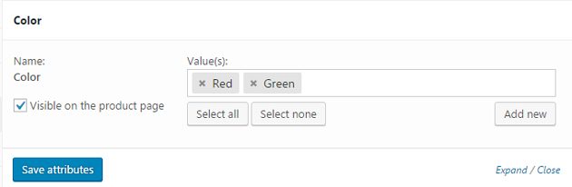 adding terms directly from products tab