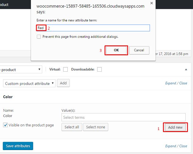 adding a term to an attribute directly from product page