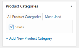selecting a category for product in woocommerce