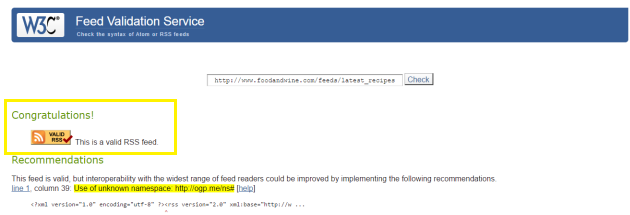 Validate the feed source.