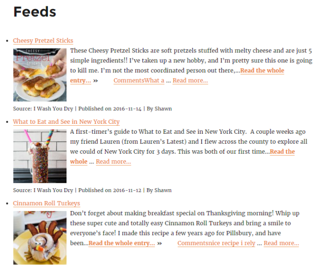 Feeds page