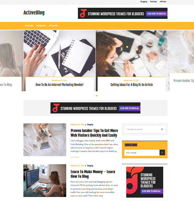 ActiveBlog- Ad-Space WordPress Themes