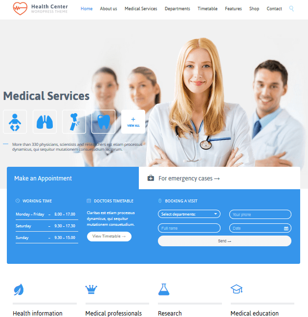 Medical Health - WordPress Doctor Themes