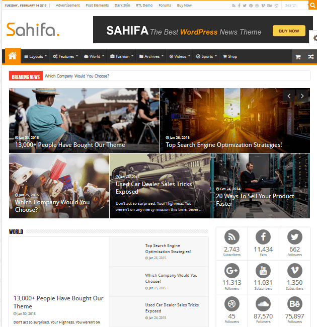 Sahifa - Ad-Space WordPress Themes