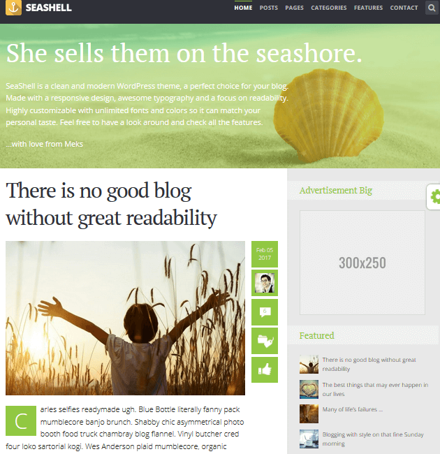 SeaShell - Ad-Space WordPress Themes