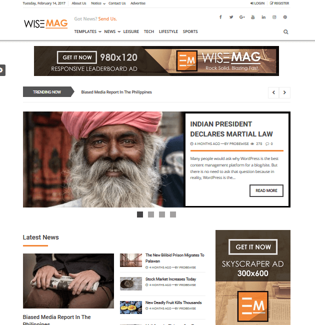 Wise Mag - Ad-Space WordPress Themes