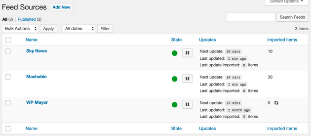 WP RSS Aggregator - Feed Sources