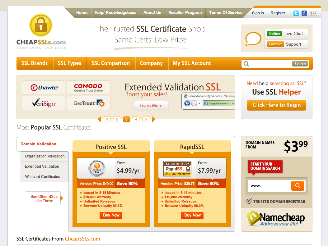 Types of SSL Certificate. SSLS. RAPIDSSL.